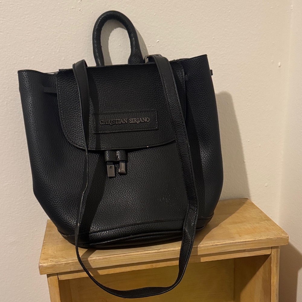 Christian Siriano Black Leather Backpack